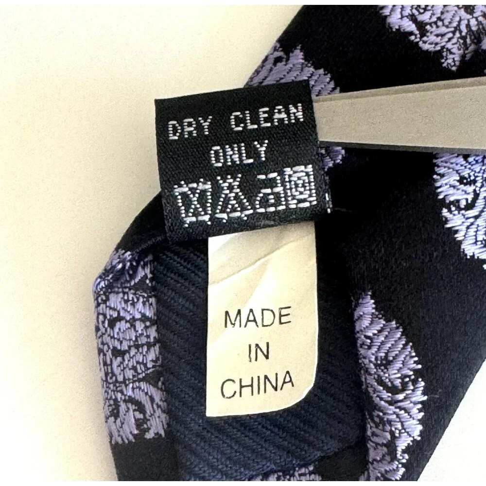 SETAZONE Mens Tie 100% Silk Brocade Wide Dark Navy Purple Handmade Luxury